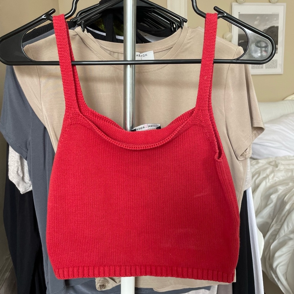 Brandy Melville Red Crop Tank Top